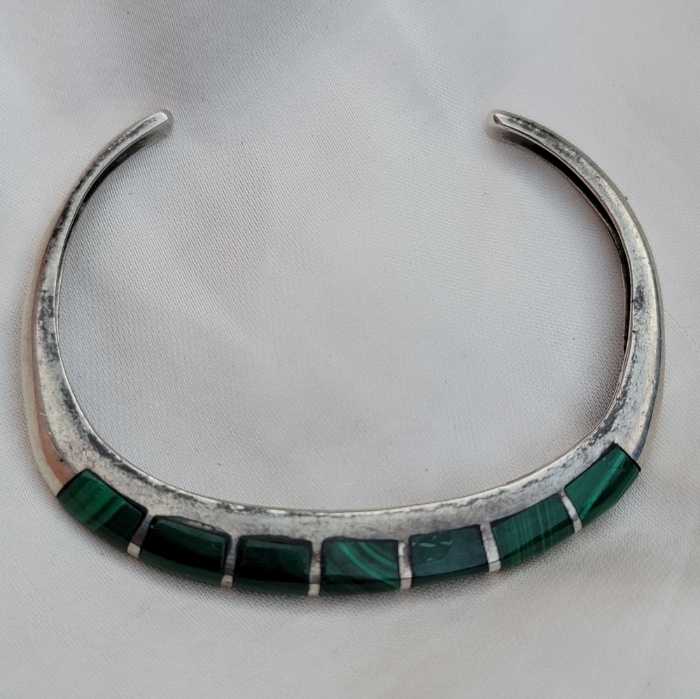 Sterling Silver Malachite Cuff Bracelet - Picture 3 of 4